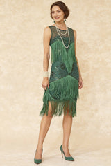 Flapper Tassel Beaded Crew Neck Party Dress