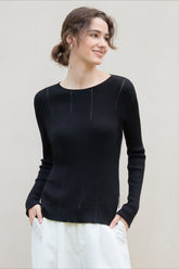 Lyocell Wool Side Slit Knit Top