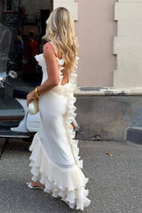 Sexy Ruffled Backless Spaghetti Strap Formal Dress