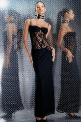 Sheer Plunge Neck Slip Dress