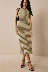 Striped Knit Bodycon Work Dress