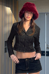 Retro Solid Collared Blouse