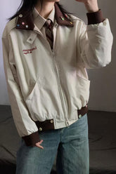 American Color Block Notch Collar Jacket