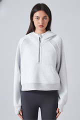 Fleece Lined Half Zip Loose Athletic Yoga Hoodie