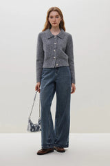 Wool Polo Neck Button Cardigan