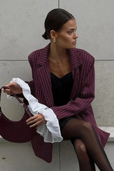 Elegant Long Sleeve Stripe Blazer