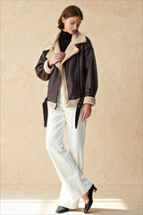 Classic Sherpa Lined Trendy Shearling Leather Flight Jacket