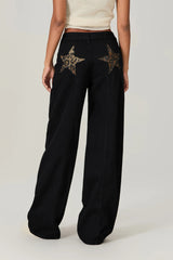 Star Print Loose Wide Leg Jeans
