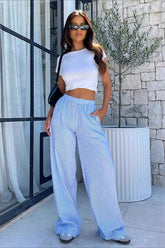 High Waist Striped Wide Leg Loose Streetwear Pants