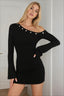 Solid Asymmetric Neck Cutout Ring Mini Dress