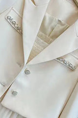 Crystal Decor Notched Cropped Blazer