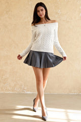 Edgy Long-Sleeve Knit Sweater