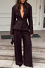 Office Casual Waist Cinched Blazer Pants Two Piece Set