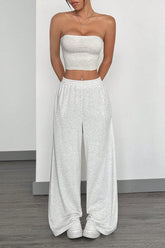 Street Trendy Loose Solid Wide Leg Straight Pants