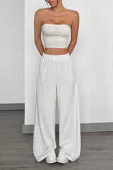 Street Trendy Loose Solid Wide Leg Straight Pants