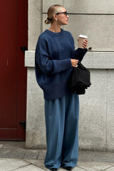 Casual Solid Color Pullover Sweater
