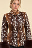 Fur Cuff Animal Print Fitted Coat