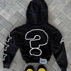 Unisex Goth Print Zip Hoodie