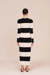 Fitted Strapless Striped Work Dress