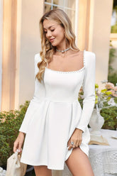 Pearl Square Neck Mini Work Dress