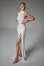 High Neck Ruched High Slit Party Dress