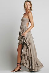 Backless Bohemian Beach Cotton Maxi Boho Dress