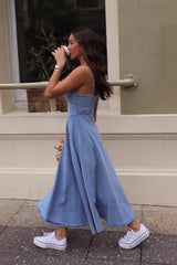 Vintage V-Neck Denim Dress