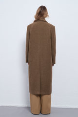 Wool Cashmere Herringbone Mid Long Thick Overcoat