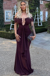 Bow Detail Panel Maxi Bodycon Formal Dress