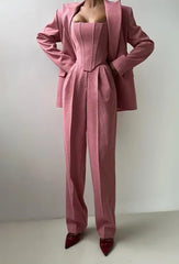 Corset Vest Blazer Trouser Three Piece Set