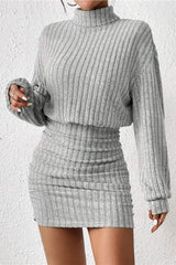 Knit Turtleneck Long Sleeve Bodycon Sweater Dress