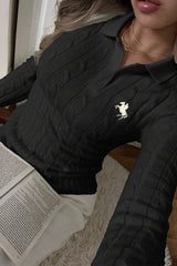 Collared Long Sleeve Knit Sweater