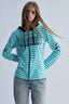 Striped Graphic Fitted Zip Up Hoodie