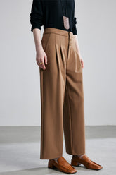 Relaxed Straight Wool Twill Multi Match Suit Pants