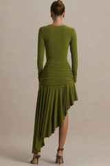 Sexy Ruched Asymmetrical Bodycon Party Dress