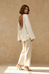 Cotton Loose Fit Off-Shoulder Knit Sweater