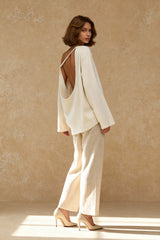 Cotton Loose Fit Off-Shoulder Knit Sweater