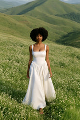 Solid Color A Line Slip Prom Dress
