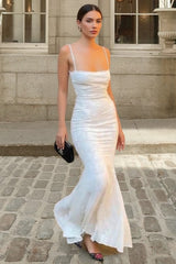 Backless Tie Cami Mermaid Lace Dress