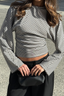 Striped Slim Waist Short Long Sleeve Crop Top