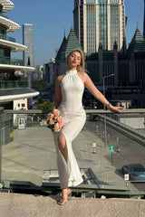 High Slit Strapless Bodycon Work Dress