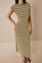 Striped Knit Bodycon Work Dress