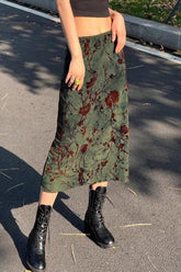 American Retro Print Bodycon Midi Skirt