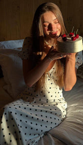 French Style Polka Dot V-Neck Bodycon Maxi Dress