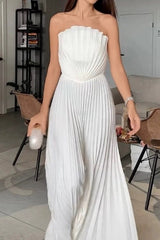 Sexy Elegant Solid Pleated Flared Formal Dress