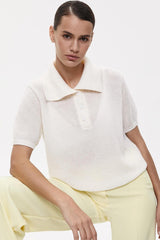 Hollow Out Polo Knit Sweater