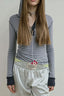 Striped Cross Pendant Fitted Zip Hoodie