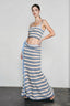 Knit Stripe Crop Camisole High Waist Tie Skirt Vacation Set