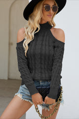 Elegant Cable Mock Neck Sweater