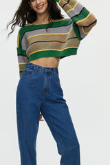 Chic Color Block Crop Sweater